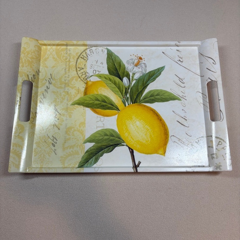 Paula Scaletta Lemon Botanical Melamine Tray Made in Italy Farmhouse Coastal